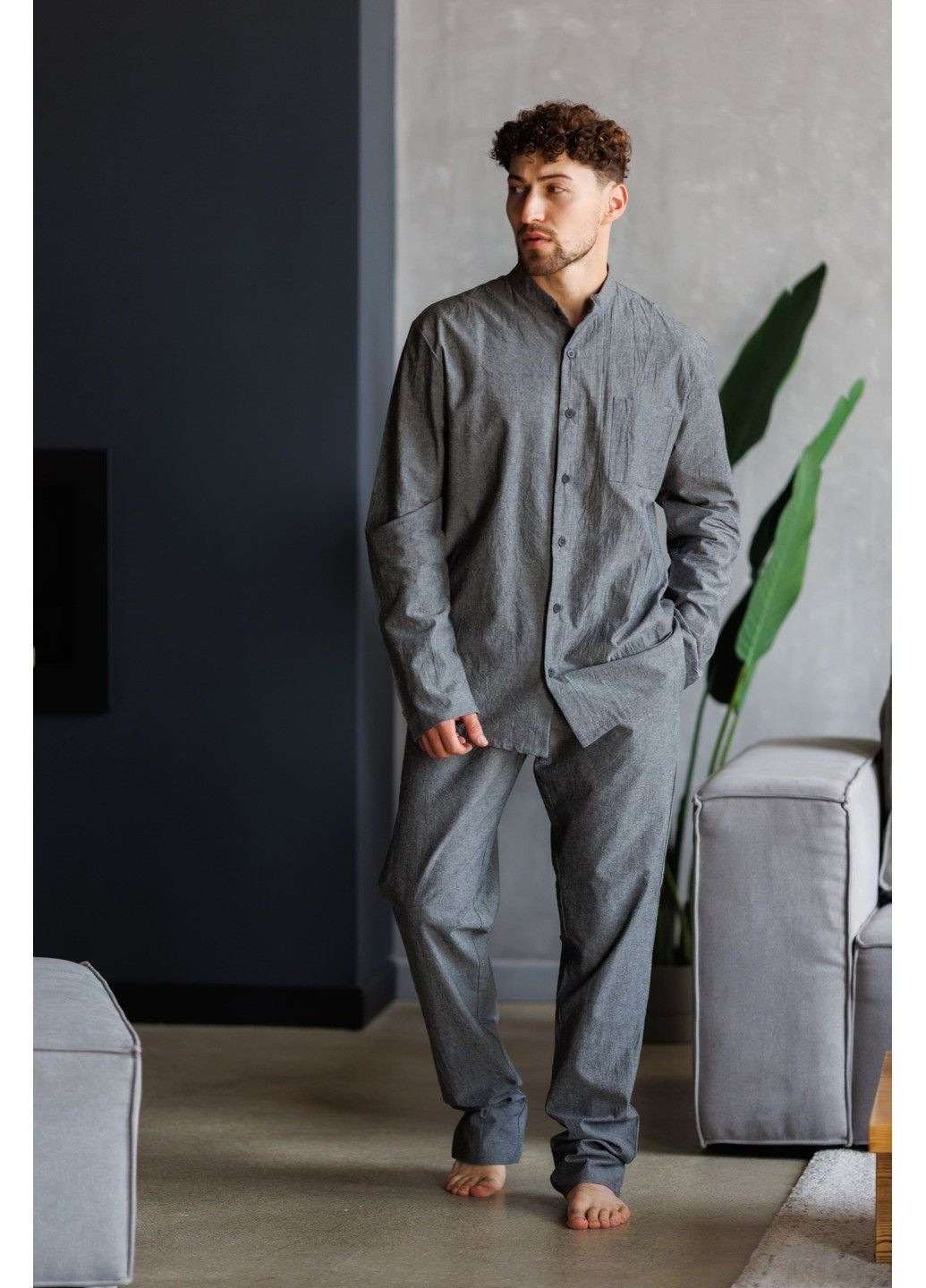 Піжама чоловіча варена бавовна TOKYO графіт Handy Wear (324271038)