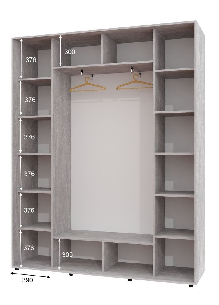 Шафа-купе тридверна 210*45*230 см Індастріал 3 двері ДСП + Дзеркало + ДСП ШК-05 Алекса (360477089)