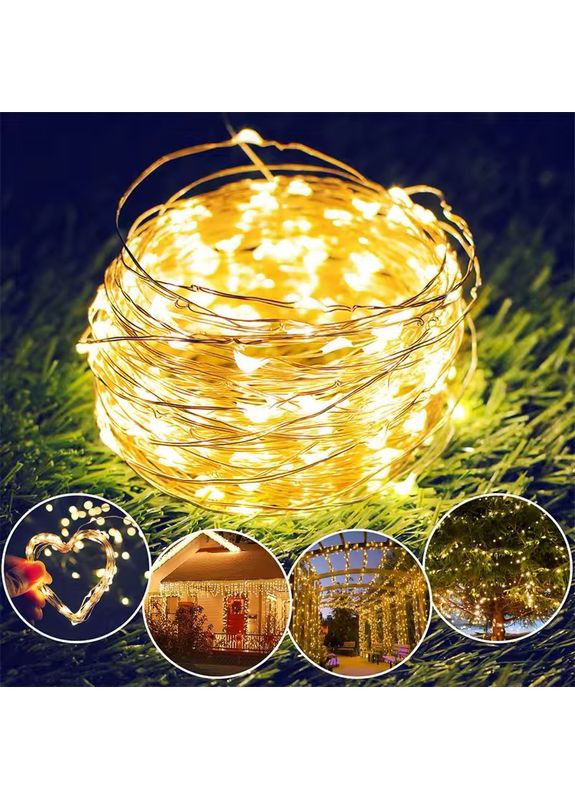 Гирлянда нить с USB, длина 20м, 200Leds, цвет желтый No Brand (322581840)