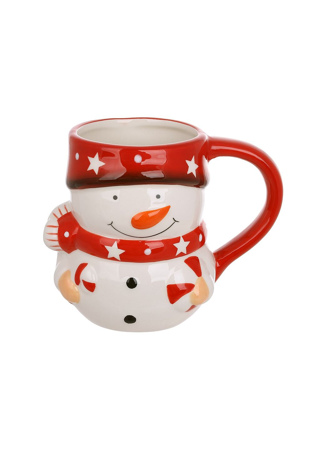 Кухоль керамічний Сніговик 350мл, білий з червоним Home Decor (350879382)