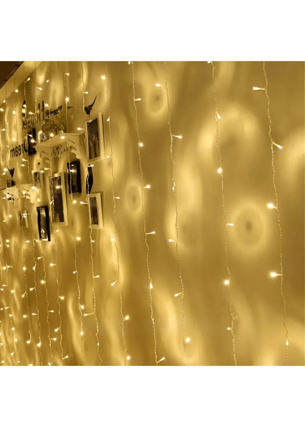 Світлодіодна внутрішня гірлянда штора завіса на вікно з живленням від мережі 2х1,5 м 192 LED (478639-Prob) Тепла біла Unbranded (307867800)