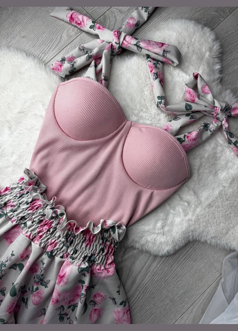 Ніжний комплект топ + спідниця з чашечками No Brand Р4939-757/2 (347176125)