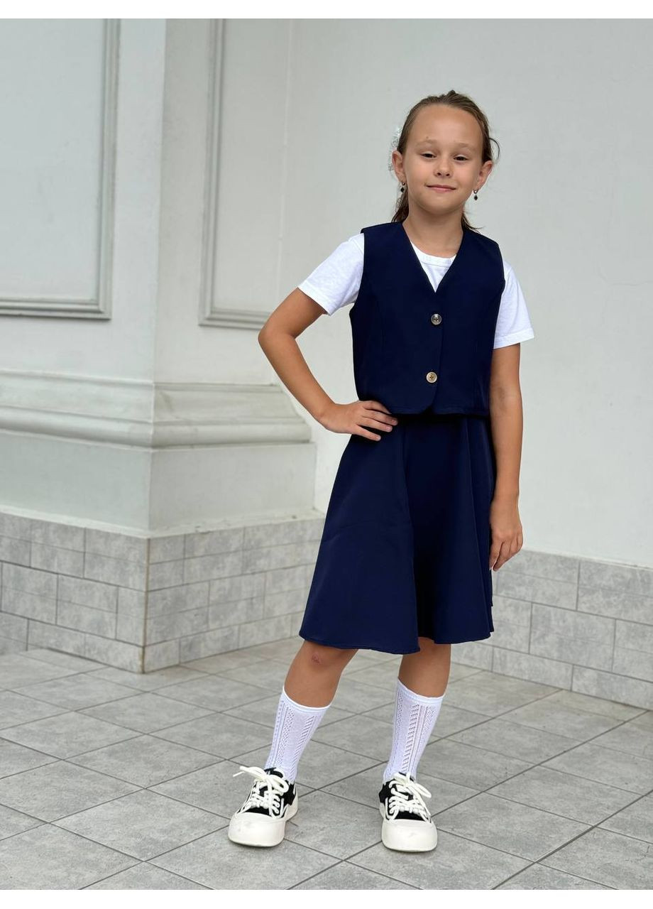Синій комплект жилет+спідниця No Brand