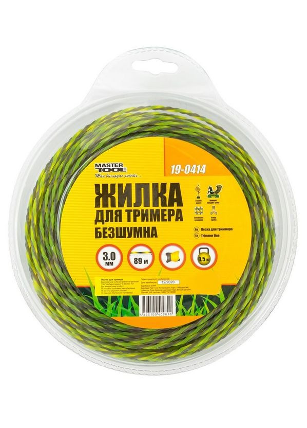 Жилка для тримера безшумна SPIRAL SQUARE 3.00 мм, 89 м, двокольорова (19-0414) Mastertool (340908848)