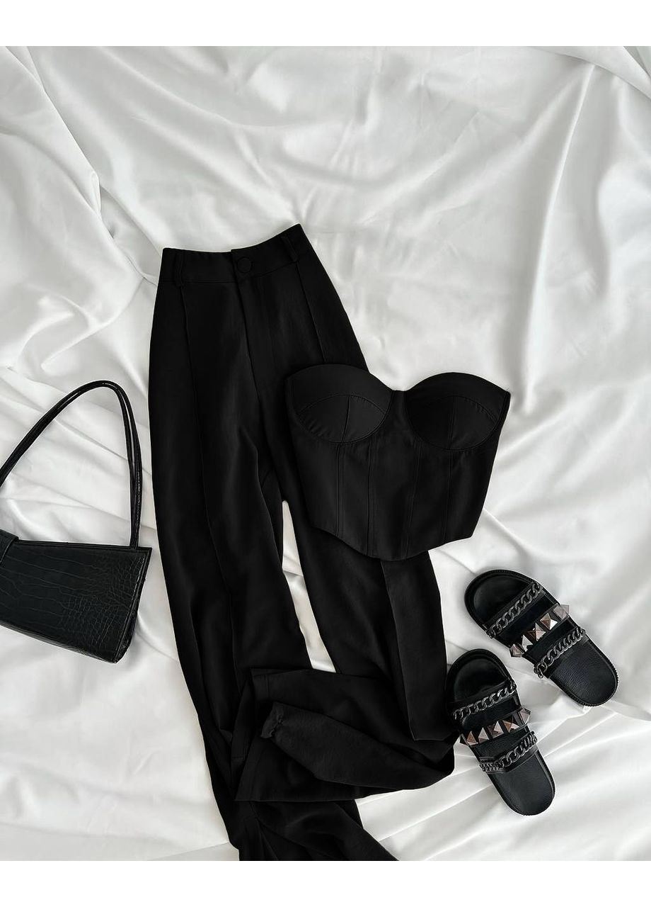 Діловий костюм двійка чорного кольору (корсет+штани) з турецької тканини No Brand 478-2 (358932297)