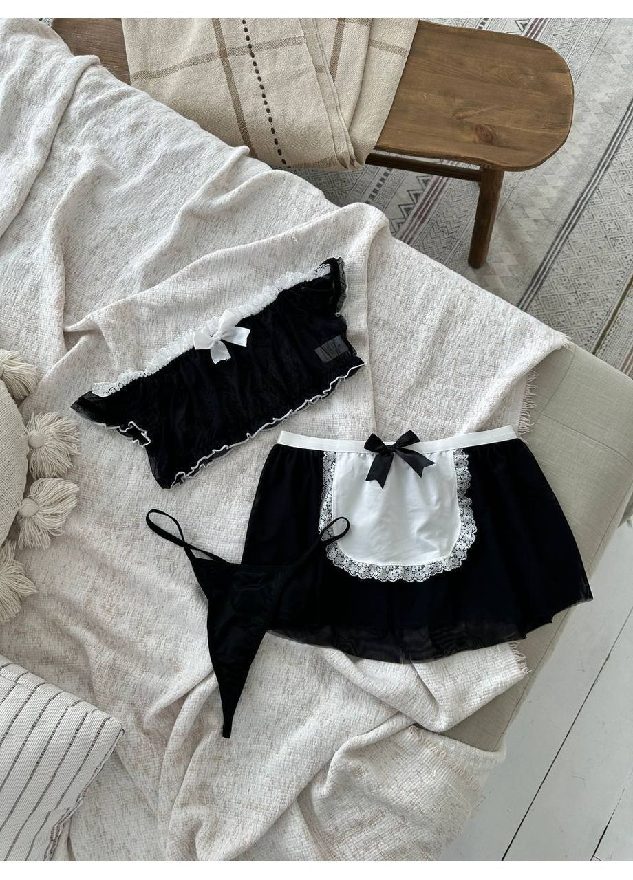 Чорний демісезонний жіночий рольовий костюм | чорна грайлива покоївка Vital-Textile 284/2