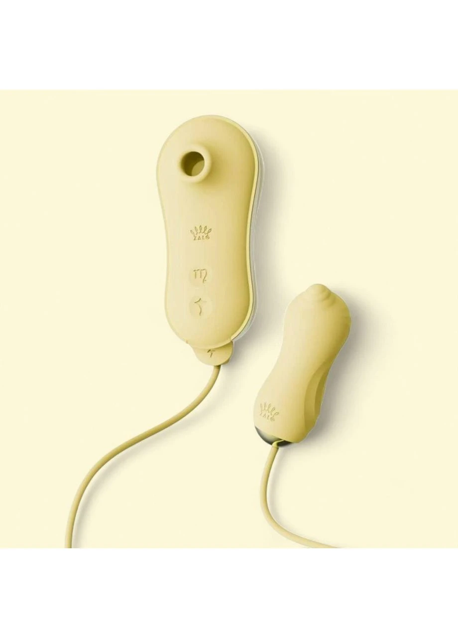 Набір 2в1 UNICORN Yellow, віброяйце + вакуумний стимулятор Zalo (315012186)