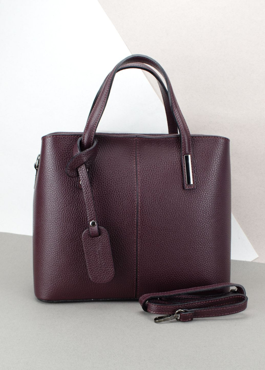 Сумка женская кожаная деловая 03719 большая с 2 ручками бордовая Virginia Conti (314945268)