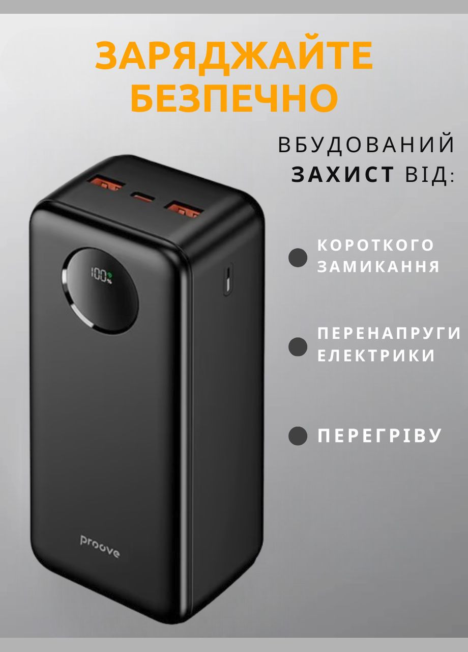 Павербанк 30000mAh 22.5W. Портативна батарея 30000mAh 22.5W зі швидкою зарядкою Proove Illuminator SE (315148611)
