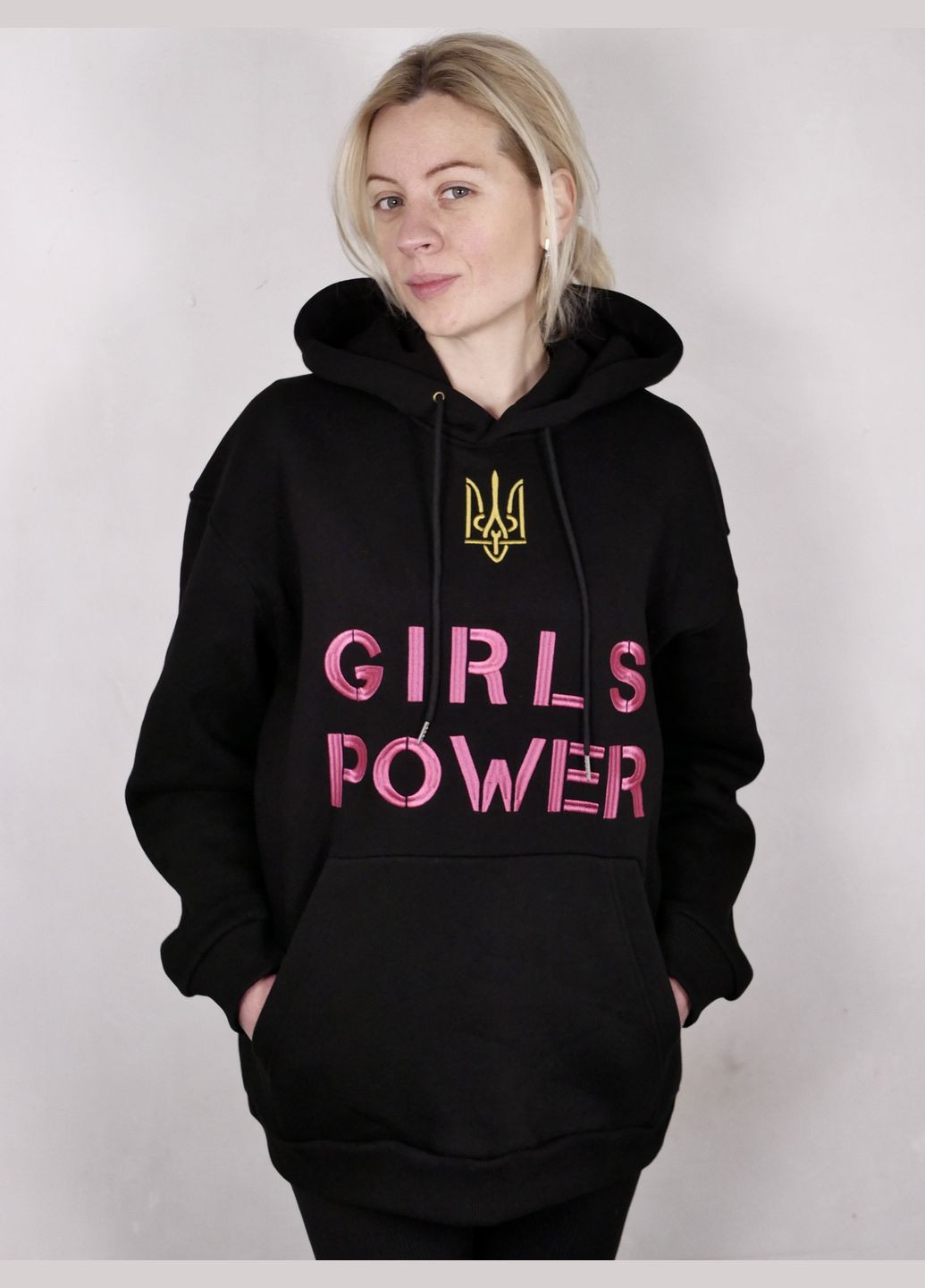 Чорний толстовка худі вишиванка - UVA українська символіка люверси, шнурівка, вишивка (316465285)