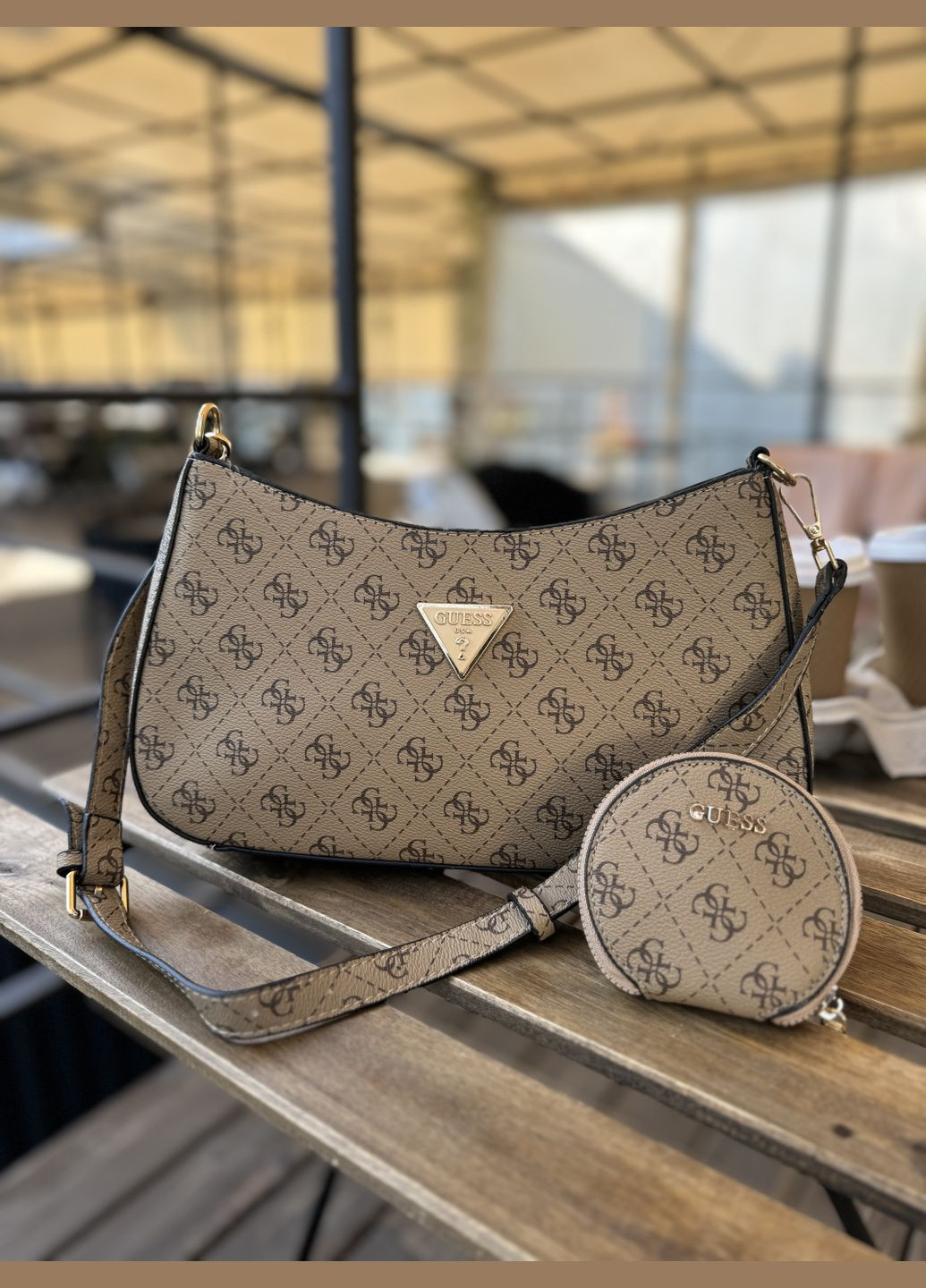 Сумка жіноча Гесс Noelle багет 2в1 бежевий No Brand (322375693)