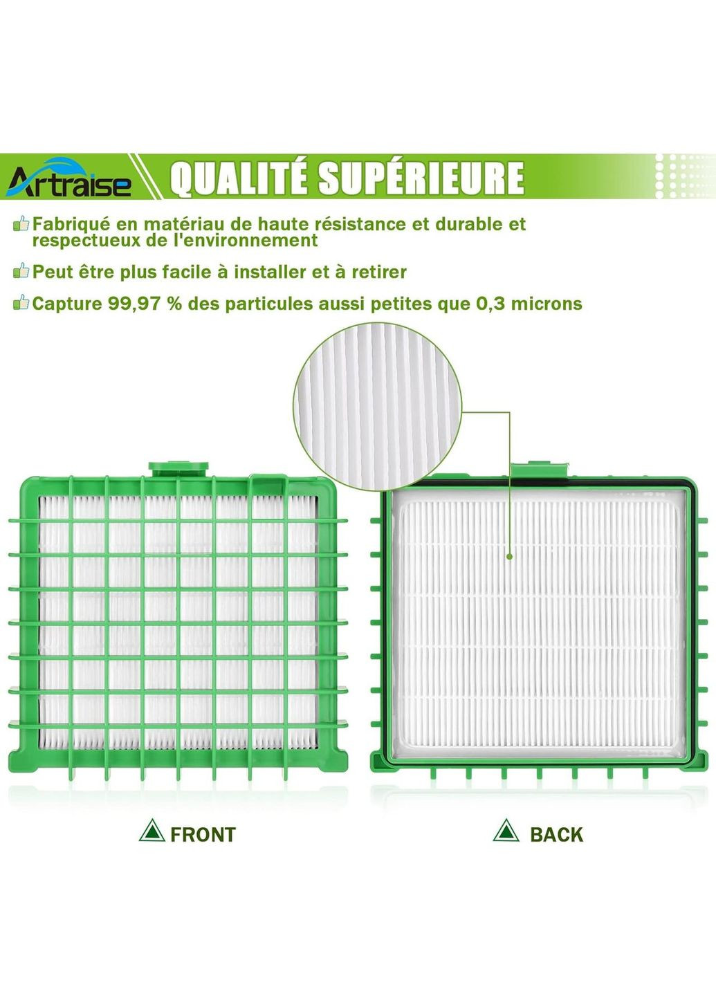 Фильтр Artraise для Rowenta Silence Force, 2 HEPA фильтра, совместимый с XTrem Power, Silence Force ZR002901 No Brand (303217081)