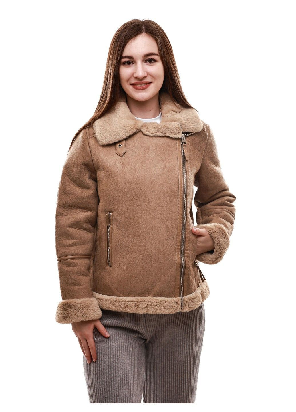 Бежевая зимняя куртка зимняя женская M@C