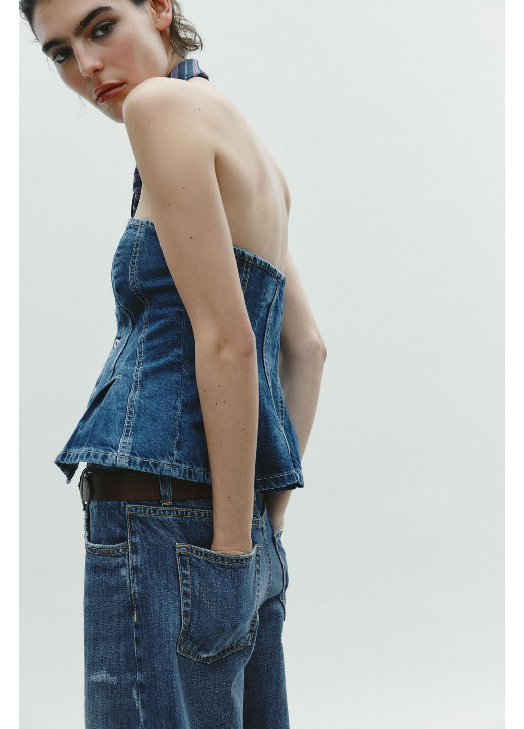 Джинсовый топ-бандо trf Zara (354816944)