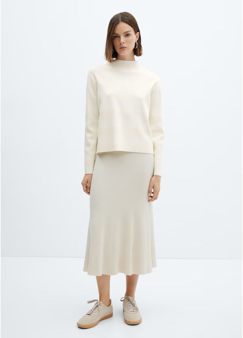 Кофта джемпер трикотажный оверсайз базовый в полоску Mango (362067115)