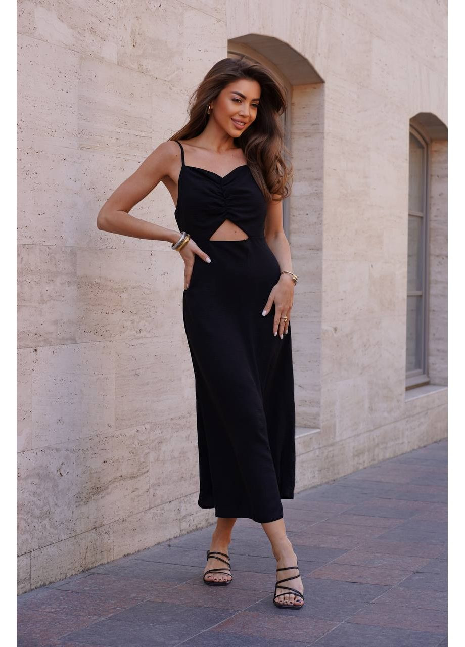 Черное повседневный платье DK/DL Мода без кордонів однотонное