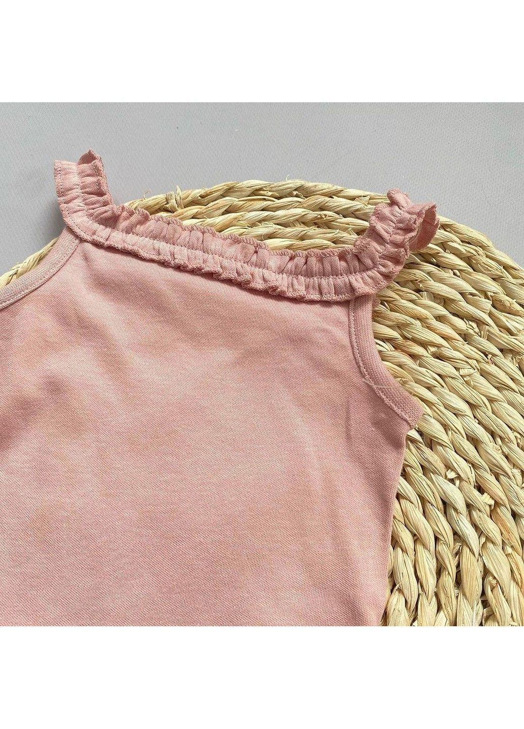 Пудровый костюм детский на девочку боди + шорты, пудровый George