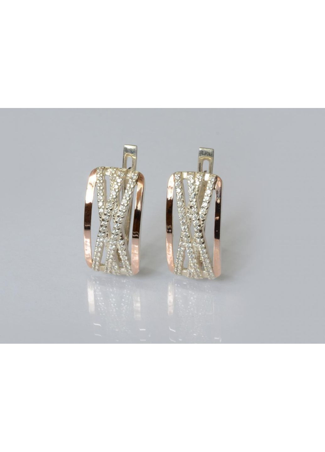 Срібні сережки з золотими пластинами Silver Style (367112876)