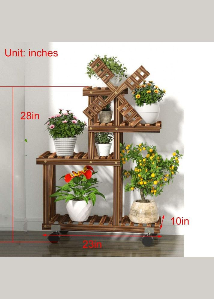 Підставка для квітів з дерева Матурі на коліщатках мокко (ЦВТ-110610) No Brand (328225999)