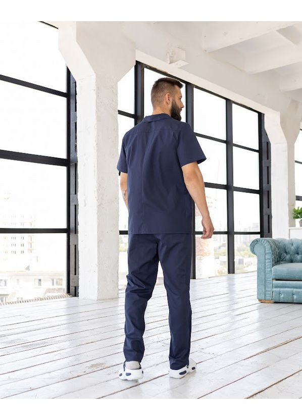 Синий демисезонный костюм медицинский мужской марс хлопок короткий рукав No Brand