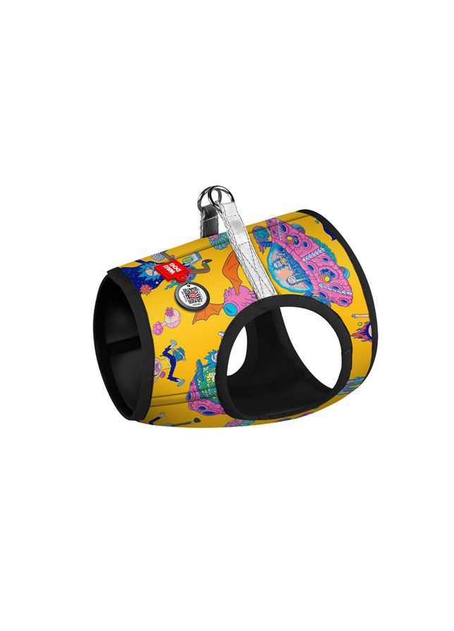 Шлей для собак мягкая Clothes с QR-паспортом, рисунок "Год и Морти 3", B 24-27 см, C 18-20 см WAUDOG (363200035)