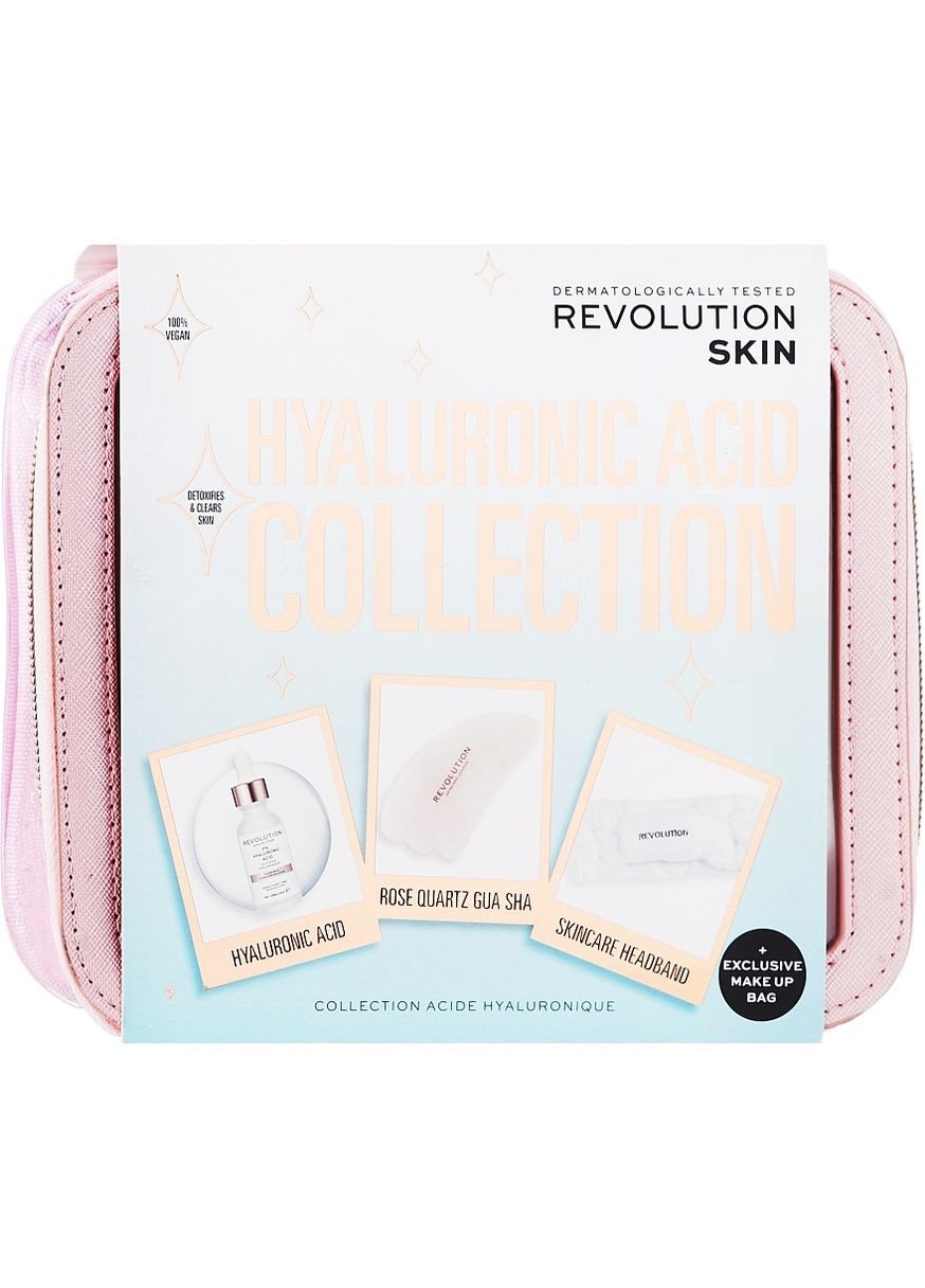 Набір Skincare The Hyaluronic Acid Skincare Gift Set (bag/1pc + headband/1pc + f/mass/1pc + f/ser/30ml) 0 (1144136-111252) Makeup Revolution (368628088)