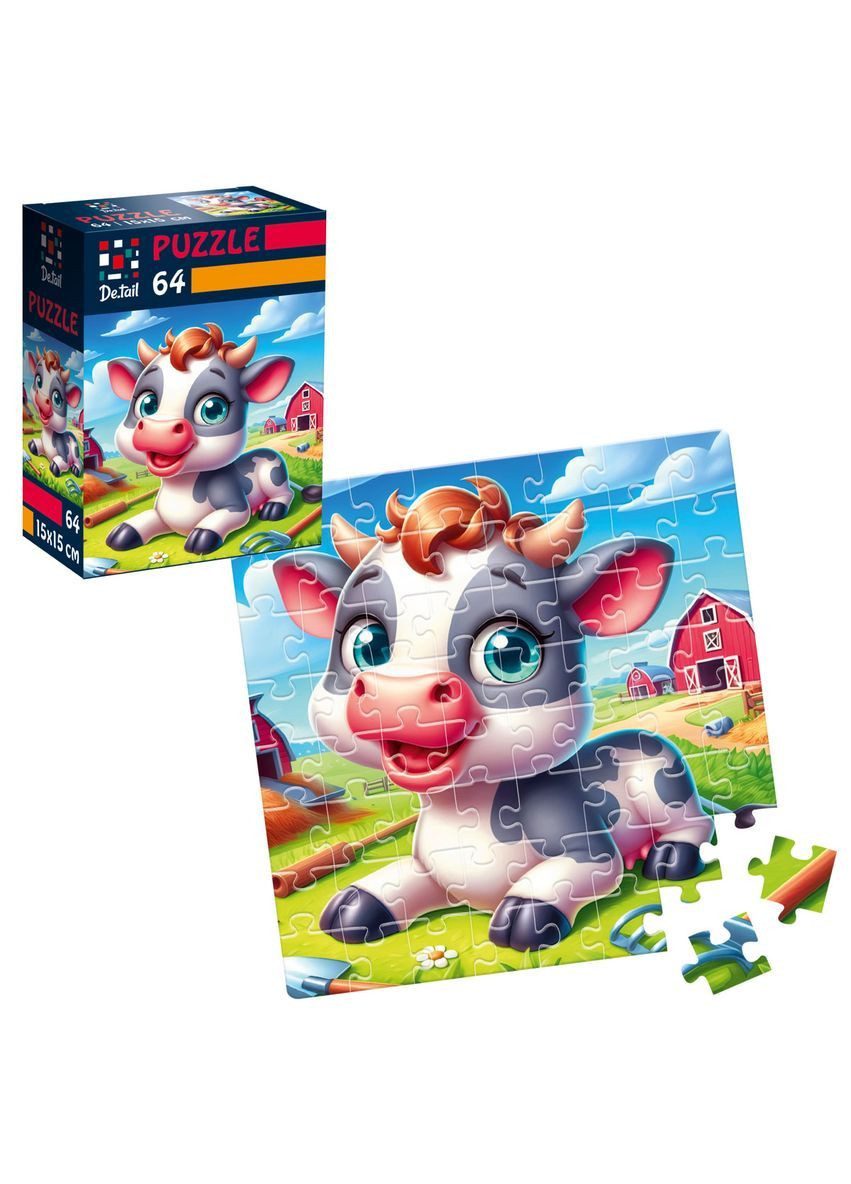 Пазлы De.tail. Веселая коровка. 64 детали DT1234-19 Vladi toys (366544496)