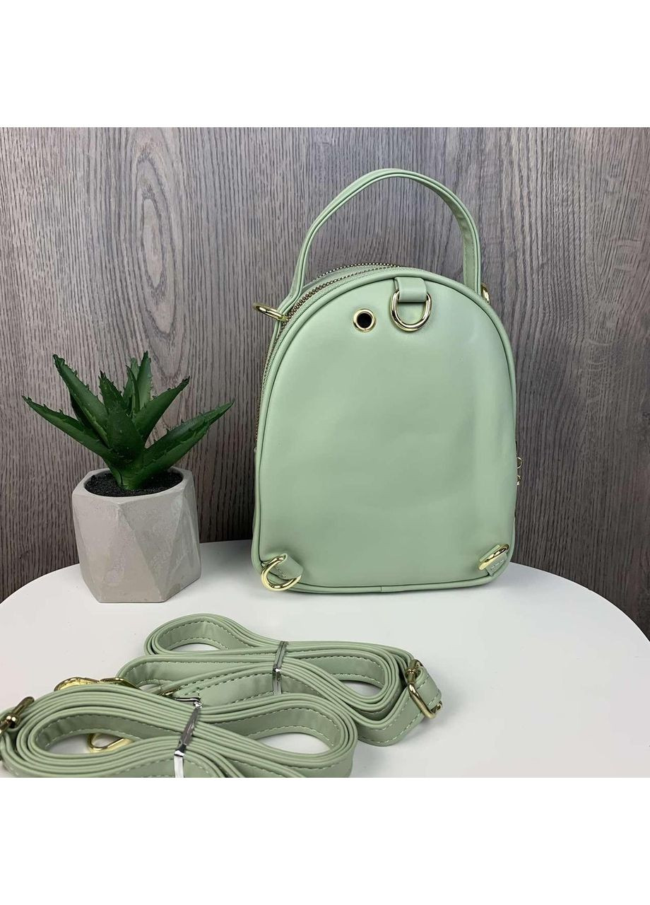 Стильний жіночий міні рюкзак сумка 2 в 1 екошкіра міський рюкзачок для прогулянок м'ятний сумка на плече ProDobro (363136521)