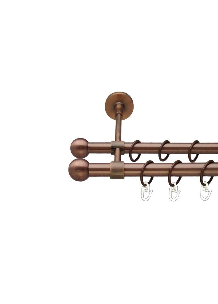 Карниз Куля Болонь металлический двухрядный закрытый гладкая труба Медь 19\16 мм 200 см (00-00011969) ORVIT (300286589)