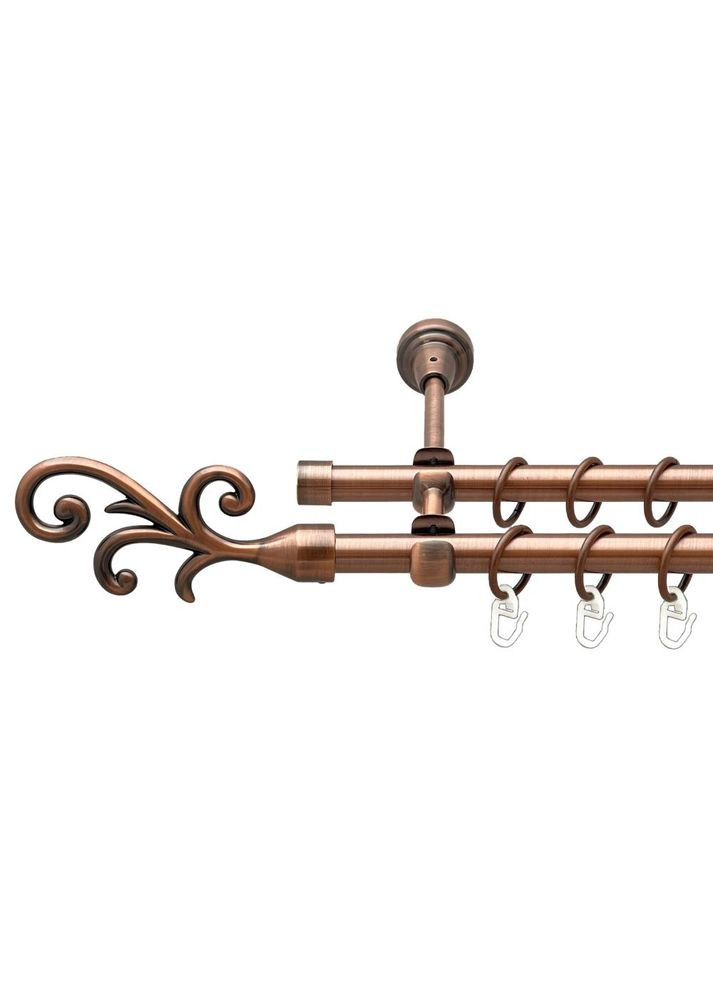 Карниз Фала металлическая двухрядная открытая гладкая труба Медь 16\16 мм 200 см (00-00020752) ORVIT (300690907)