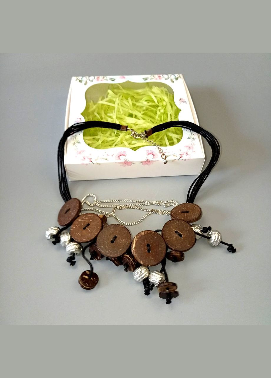 Намисто ручної роботи з кокосового дерева і металу бохо арт хіппі+подарунок No Brand (342384755)