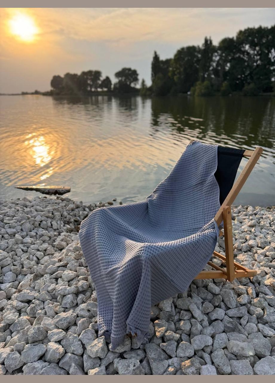 Полотенце пештемаль для сауны 150х100 см (П4К-turkish-polotence-002-04) Sikel однотонный темно-серый