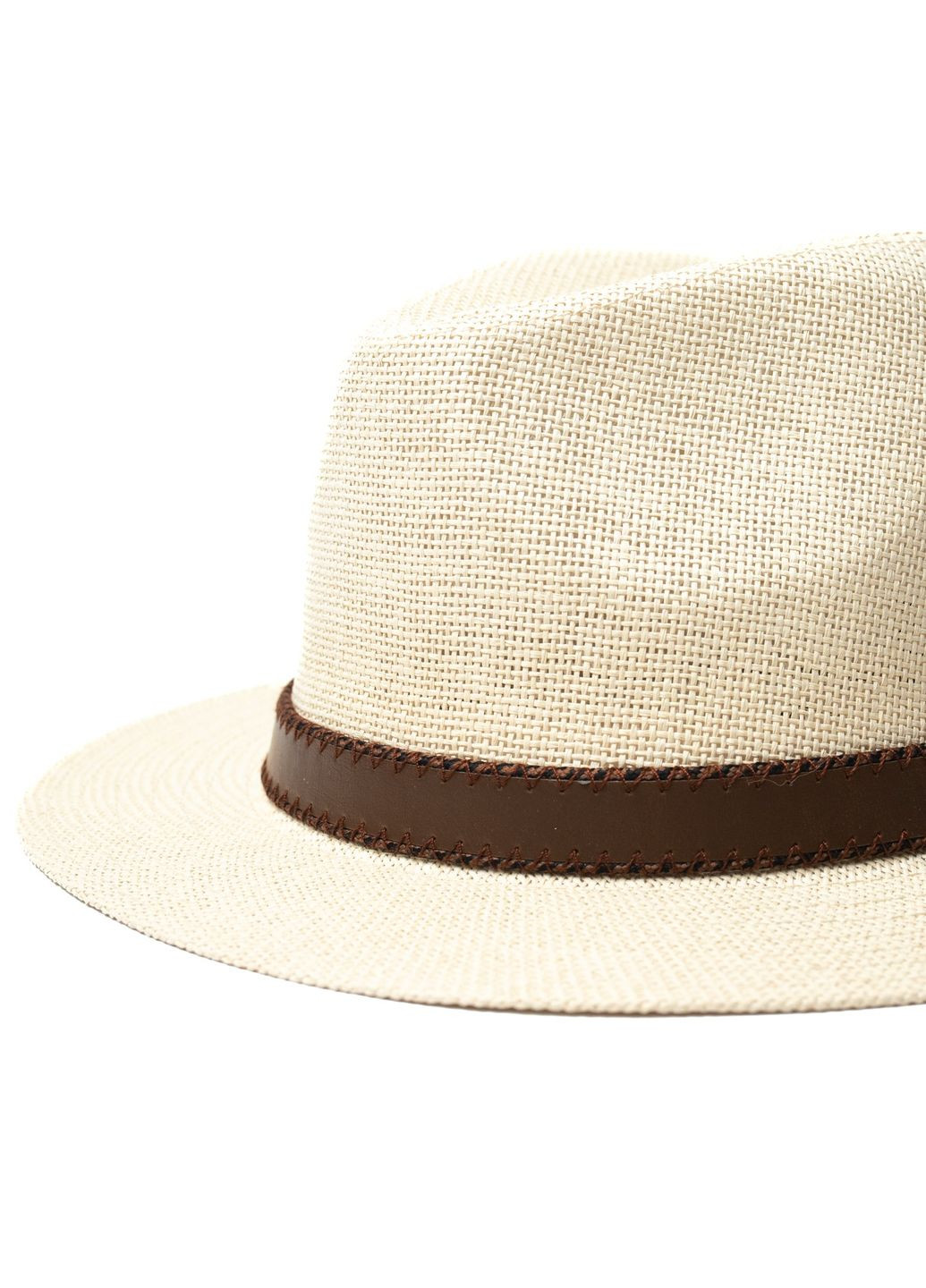 Шляпа федора женская бумага бежевая BATTY LuckyLOOK 817-679 (292668974)
