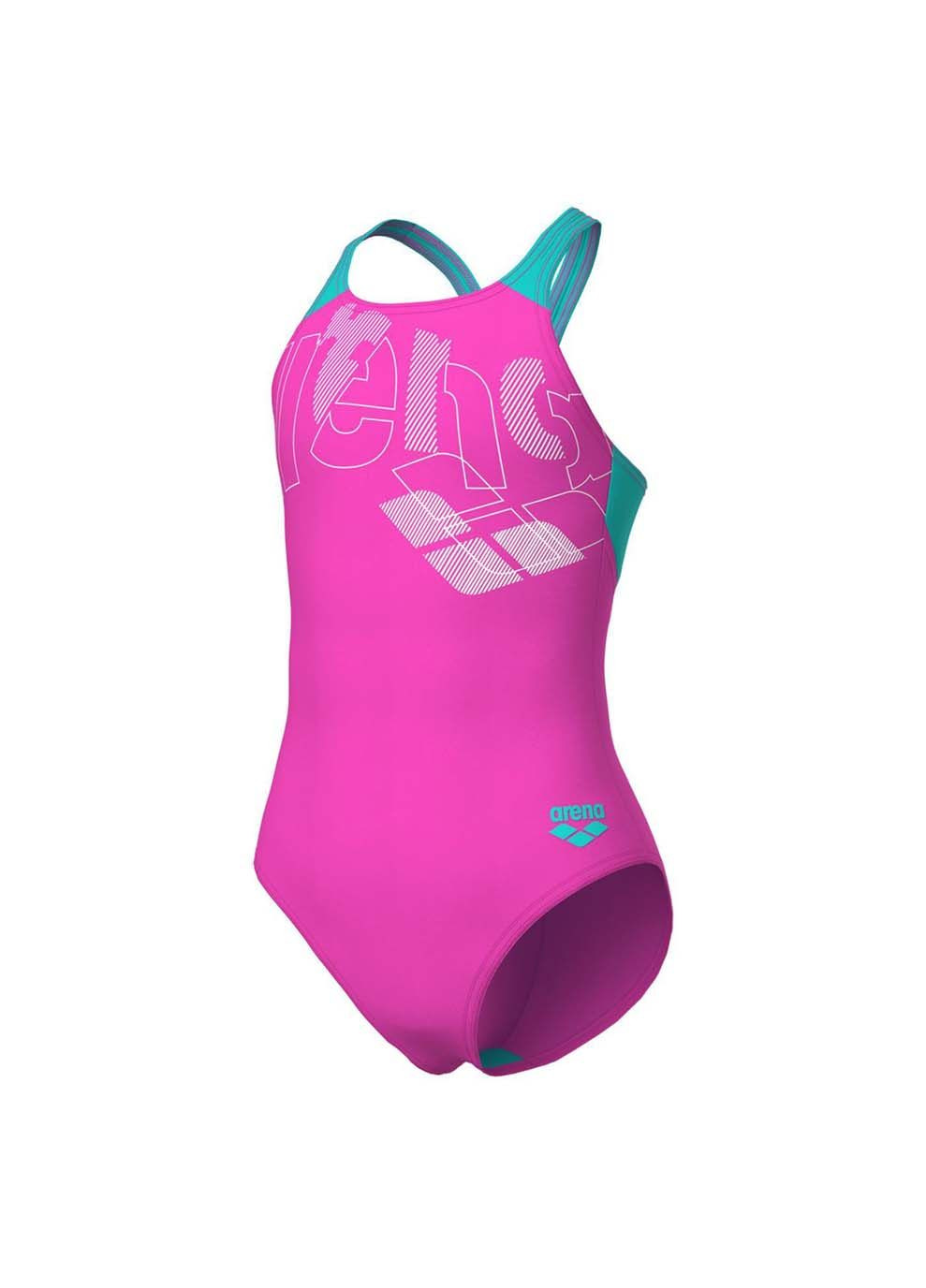 Рожевий демісезонний купальник закритий для дівчат tales swimsuit v back рожевий Arena