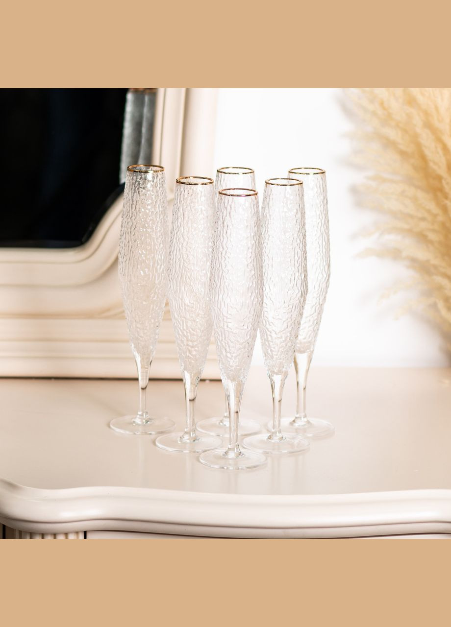 Бокалы для шампанского 250 мл, высокая ножка, набор из 6 штук HP-16-4 Yiwu (306849421)