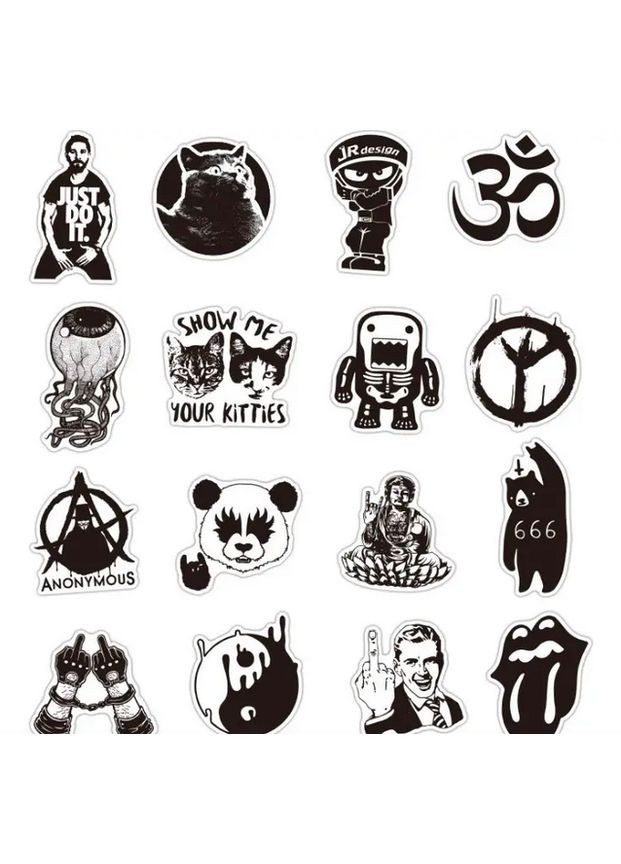 Набор стикеров виниловых наклеек Черно Белые Граффити Стикербомбинг на авто телефон ноутбук No Brand (316462619)