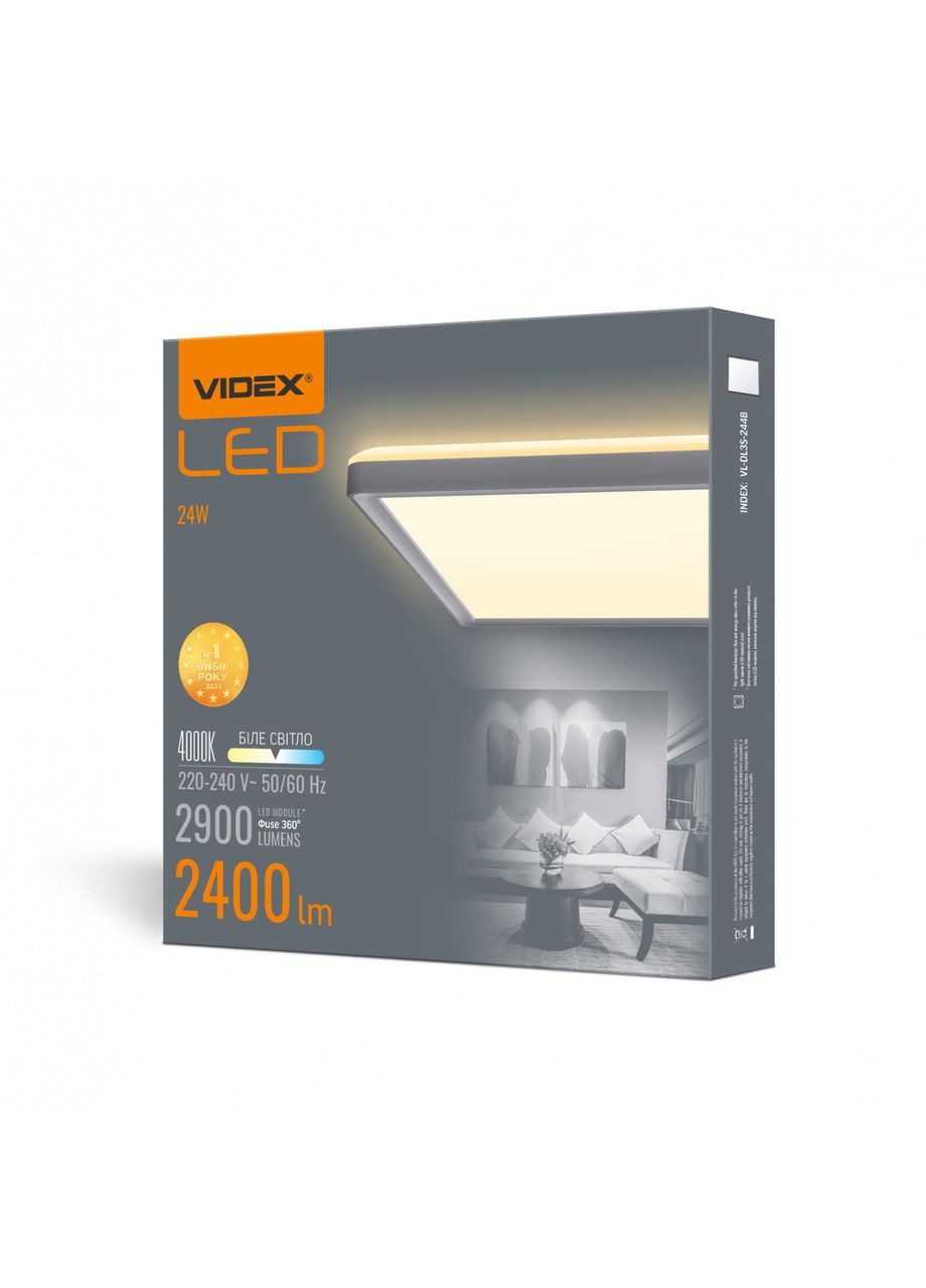 LED світильник з декоративною підсвіткою квадратний DL3S 24W 4000K Білий Videx (365650892)