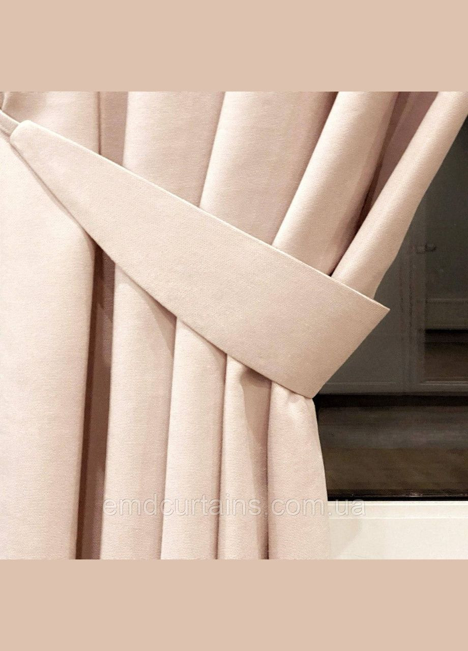 Комплект шторы 2шт с подхватами 280х250 см микровелюр Розово-пудровый тюль бамбук 500 см Тепло-белый No Brand (337357179)