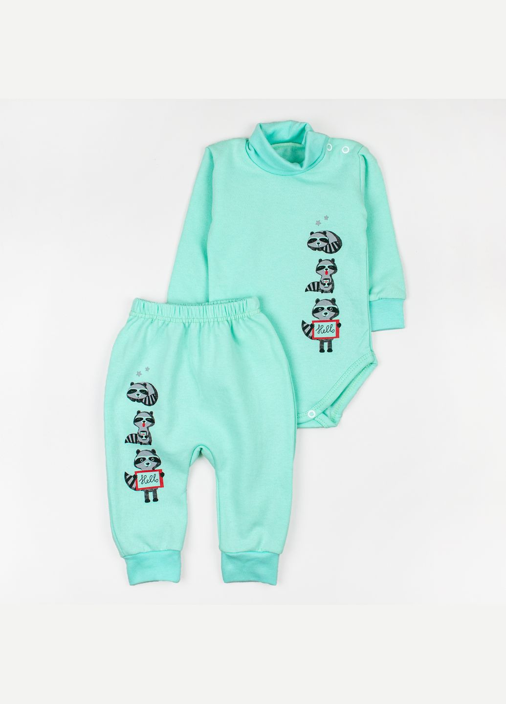 М'ятний літній набір кольору ментол для дитини боді та штани від трьох місяців єнотики ментол dexter's