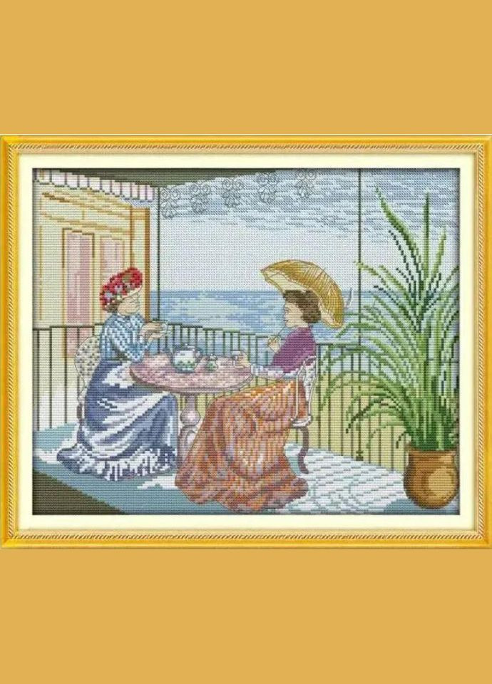 Набір для вишивання за нанесеною на канву схемою "Afternoon tea". AIDA 14CT printed 38*33 см Joy Sunday (313613567)