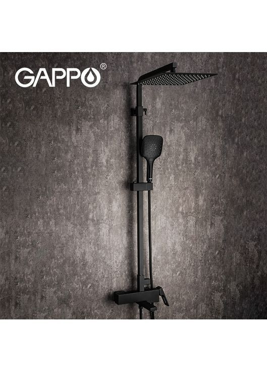 Душова система G2417-60 термостат, вилив - перемикач на лійку, чорний GAPPO (372994973)