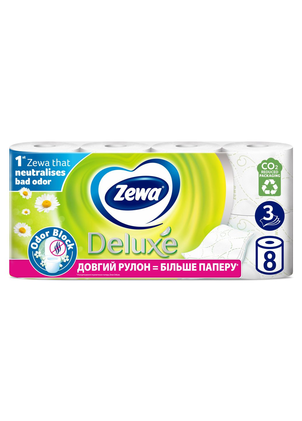 Туалетний папір Deluxe Ромашка тришаровий, 8 рулонів Zewa 40865 (328230435)