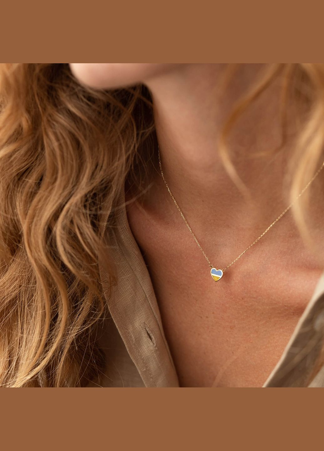 Колье С Украиной в сердце в желтом золоте (голубая и желтая эмаль) кол02263 43 43 Oniks (264644278)