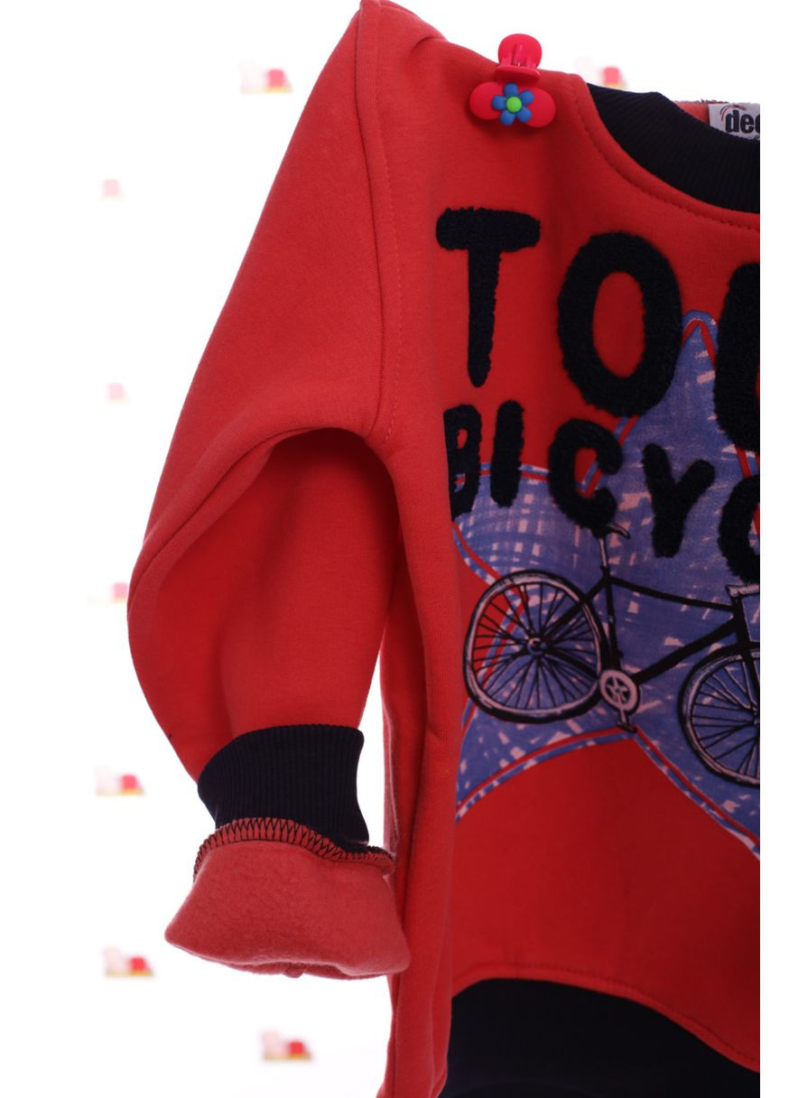 Красный зимний костюм с длинным рукавом для мальчика на флисе bicycle красный 116 см (29138) BABYKROHA