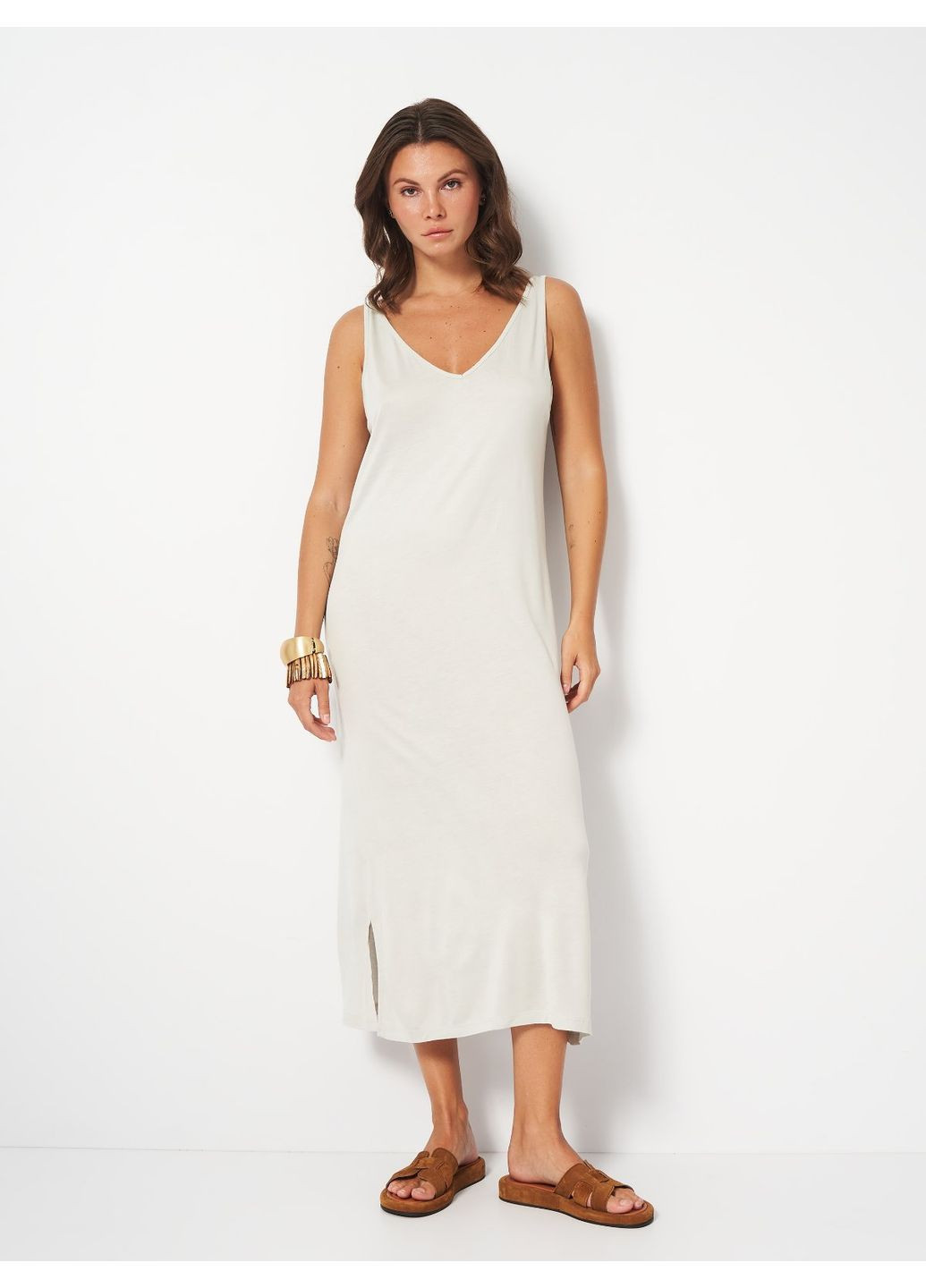 Светло-серое платье б/р H&M однотонное