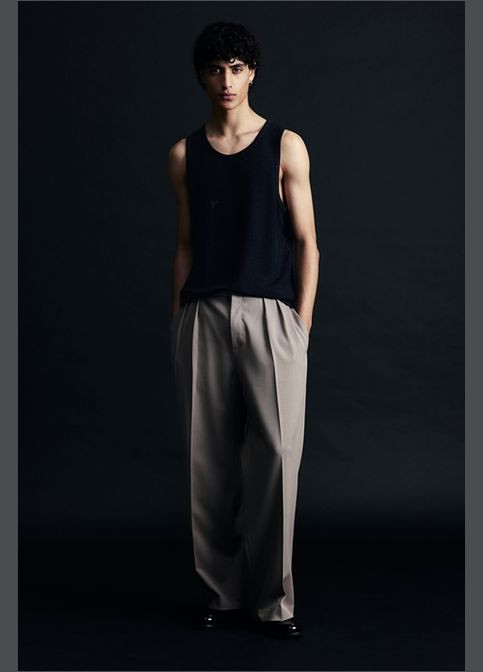 Майка-Жилетка чоловіча чорна з мерехтливими нитками Regular Fit - L H&M (341278252)