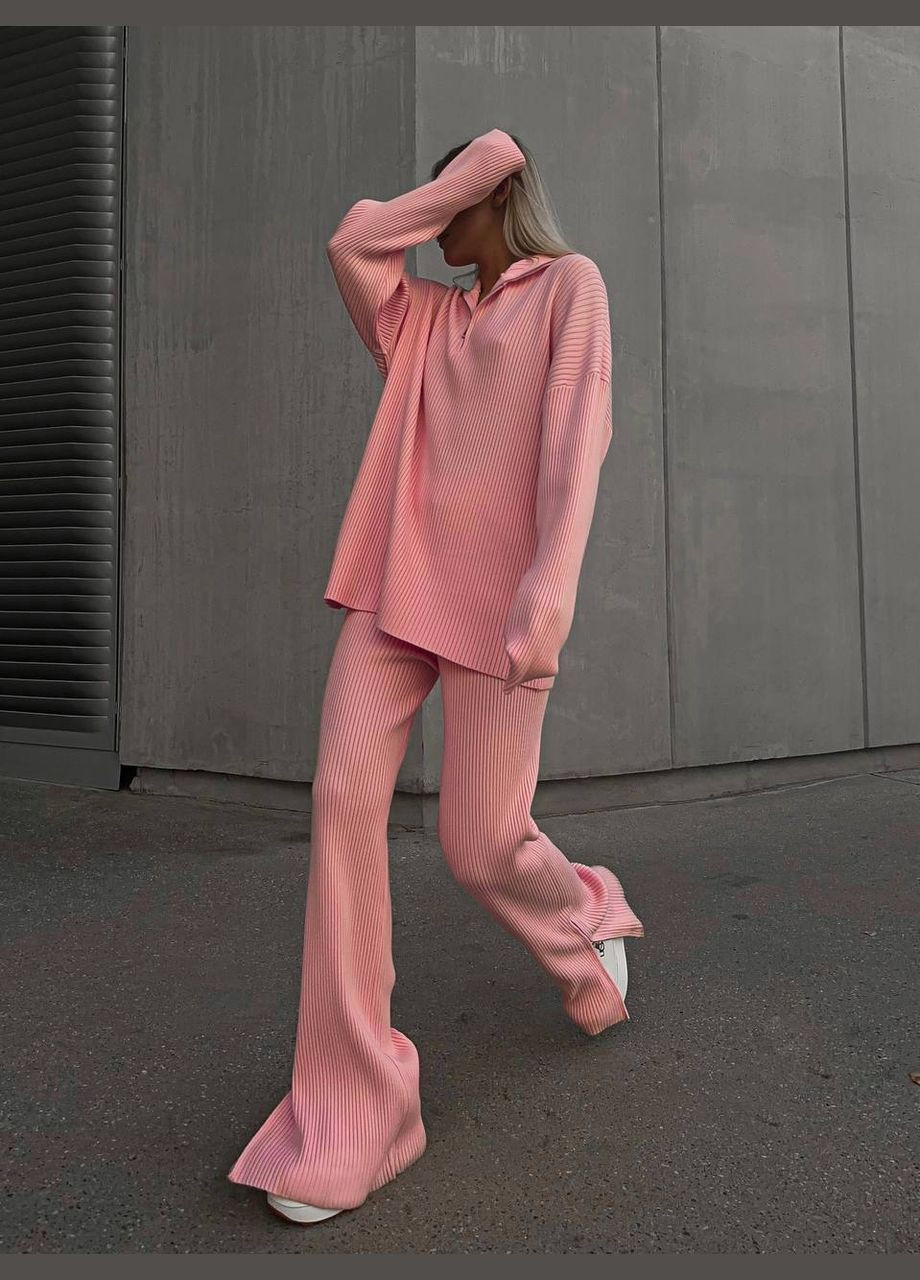 Жіночий костюм на кожен день рубчик білий No Brand (306514124)