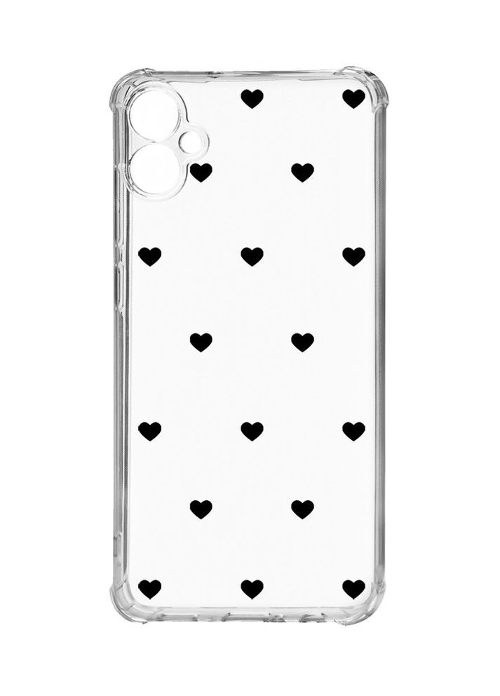 Чехол с утолщёнными углами на Samsung Galaxy A05 (A055) Сердечка черные (принт 402) Creative (355394874)