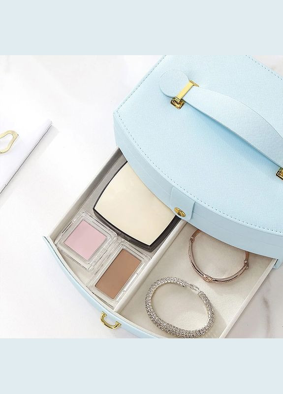 Шкатулка SP-01245 Blue для украшений и ювелирных изделий двохуровневая с зеркалом и ручкой 9шт Casegrace (352011243)