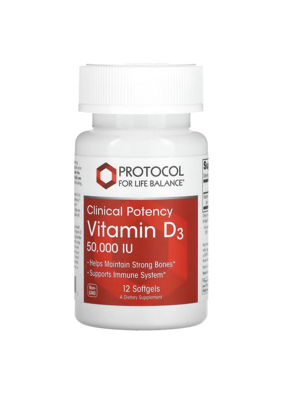Вітамін Д-3 Vitamin D-3 50,000 IU 12 капс. Protocol for Life Balance (346513968)
